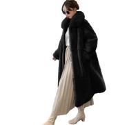 Wvapzxx Großer Pelzkragen, Kunstfellmantel, Damen, Winter, Revers, langer Plüschmantel, lange Ärmel, flauschige Jacke, Übermäntel, L