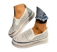 WVONIF Damenschuhe Keilabsatz Getragen Funkelnde, Runde Zehenpartie, Bequeme, Leichte Slipper Für Den Alltag Mit Strasssteinen Schuhe Rot Damen Winter Sneaker 38 Jungen Kletterschuhe Damen（White, 41