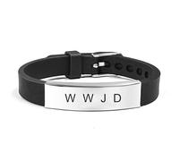 WWJD Armbänder - Einstellbar What Would Jesus Do Silikon Armband für religiöse Christus Jesus Glauben Erinnerung Armreif mit christlichen Geschenken für Sonntagsschule Fundraising, Schwarz