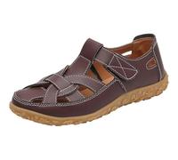 WXDTW Damen Flache Ledersandalen Bequeme Orthopädische Geschlossene Zehen Fischer Outdoor Schuhe Hollow Out Atmungsaktive Softsole Walking Schuhe, coffee, 40.5 EU