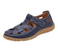 WXDTW Damen Flache Ledersandalen Bequeme Orthopädische Geschlossene Zehen Fischer Outdoor Schuhe Hollow Out Atmungsaktive Softsole Walking Schuhe, blau, 40.5 EU