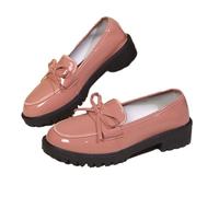 WXDTW Damen-Slipper aus Lackleder, niedrige klobige Absätze, Slipper, bequem, lässig, einfarbig, Schleife, Wanderschuhe, rose, 37 EU