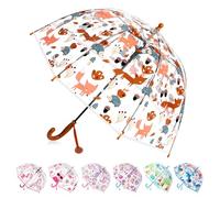 Wxjiahetai Kinder-Regenschirm für Mädchen und Jungen, Kleinkinder, transparent, Blasen-Regenschirm für Kinder, klein, langlebig, Kinderschirme für Regen und Outdoor, Transparenter Fuchs, 39 Inch