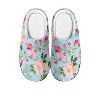 wxlmom Hausschuhe Herren Rosa Blumen Hausschuhe Damen Winter Wärme Pantoffeln Herren Plüsch Weiche Baumwolleschuhe Antirutsch Bequeme,Innen Außen Zuhause Pantoffeln