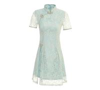 WYBZDA Ao Dai Vietnamesisches Kleid Traditionell Vietnam-Damenkleid Chinesisches Kleid Für Damen Spitze Elegant Schlank Qipao (Color : GrüN, Size : XXL)