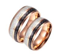 Wycian Ehering Herren, Ring Rosegold Damen 2 Stück Edelstahl Titan 8mm Roségold Ring Inlay Schwarze Kohlefaser Bandring Damen 65 (20.7) Herren 67 (21.3)