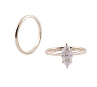 Wycian Eheringe Deko Goldring Damen 18 Karat Echtgold Moissanit Marquise-Set mit Moissanit Größe 54 (17.2) Beliebt für Frau Thanksgiving Personalisiert