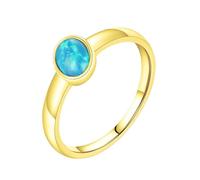 Wycian Frauen Ring Gravur bff Ringe Gold 9K Gelbgold Au375 4X6mm Ovale Form Opal Größe 53 (16.9) Vorsteckring für Lesben Klassisch Schmuck Geschenk