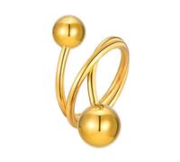 Wycian Hochzeitsringe Frau Bandring Damen Gold Edelstahl 27mm Kein Edelstein Versetzte Dreischicht- und Kugeln Größe 54 (17.2) für Frau Hochzeit