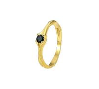 Wycian Hochzeitsringe Modern Bandring Gold 9K Gold Au375 Onyx Schwarzer Runder Onyx Größe 62 (19.7) Klassisch für Tante Jahrestag Personalisierbar