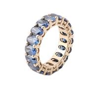 Wycian Kristall Ring Blau Bandring Gold 14K Gold Moissanit Eternity 4X6mm Oval mit Moissanit Größe 56 (17.8) Beliebt für Frau Cocktail Personalisiert
