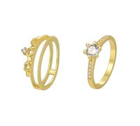 Wycian Ring Damen Luxus Ringe Gold Boho 14K Gold Au585 Moissanit 2-Teiliges Set Größe 57 (18.1) Elegant für Mutter Weihnachten Personalisiert