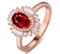 Wycian Ring Damen Personalisiert Wedding Rings 18K Gold Im Labor Hergestellter Rubin Oval Größe 62 (19.7) Massiv, Nicht Plattiert Beliebt für Schwester Geburtstag Schmuck