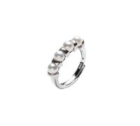 Wycian Schmuck Damen Silber Ring 925 Perle Perle 4-5mm Größe Einstellbar für Frau Verlobung