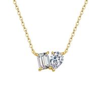 Wycian Statement Halskette Gold Damen, Weiß Moissanit 18 Karat Goldkette 750 Toi et Moi Setting für Sie 18 Karat Gelbgold, 45 cm/17.7 inch