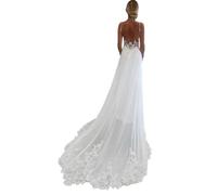 WYDYSLA Beyonddress Damen Spitze Hochzeitskleid Brautkleider V-Ausschnitt Appliques Standesamt Brautmode Brautkleider, Weiß 02, 32