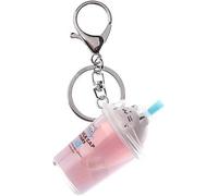 Wyjuan Rosafarbener Boba-Schlüsselanhänger, Milchteetasse, Mini-Milchteetasse, Flüssigkristall, Pailletten, Schlüsselanhänger, Tasche, Cartoon-Katze, Auto-Schlüsselanhänger, Frauen-Anhänger, Zubehör