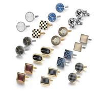 Wynameleri Klassische Manschettenknöpfe Set für Männer Business Hochzeit Happy Fathers Day, Geburtstag. Weinrote, Marineblaue, Braune personalisierte Manschettenknöpfe für Männer