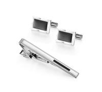 Wynameleri Manschettenknöpfe Krawattenklammern Set Herren Accessoires Geschenk, Herren Manschettenknöpfe für Männer Hochzeit Cardigan Clips für Männer Silber Manschettenknöpfe Box Schwarz