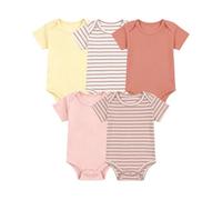 WYTbaby 5er-Pack Kurzarm Body Baby für Jungen Mädchen 100% Baumwolle Weich Atmungsaktiv Baby Kleidung Strampler Neugeborene bis 12 Monate