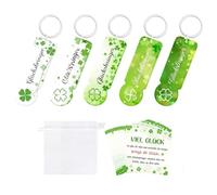 WZERHO 5 Stück Acryl Einkaufswagenchip Schlüsselanhänger Set, Glücksbringer Schlüsselanhänger, Glücksbringer Kleeblatt, Einkaufschip Zum Rausziehen Kleine Abschiedsgeschenke für Kollegen