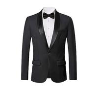 WZIKAI Herren Smoking Jacke Slim Fit EIN-Knopf Solid Blazer Kleid Anzug für Hochzeit Abschlussball Dinner Party, B-schwarz, M