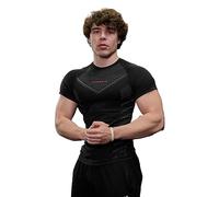 WZL Sport Tshirts Herren Stretch Slim Fit Kurzarm Trainingsshirt Sommer Funktionsshirt Herren Schnelltrocknend Muskelshirt Outdoor Gym Fitnessshirt Herren B-Black1 XL