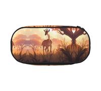 WZYCWB Afrikanische Savanne Giraffe Kalb Große Kapazität Federmäppchen - Multifunktionale Aufbewahrungsbox, Tragbare und Langlebige Bleistifttasche für Büro und Schulbedarf, Schwarz , Einheitsgröße