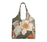 WZYCWB Bedruckte Leinentasche mit antiken Blumen, modische Alltagstasche aus Segeltuch, geeignet für den täglichen Gebrauch und zum Einkaufen