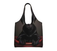 WZYCWB Bedruckte Leinentasche mit schwarzem Welpen-Motiv, modische Alltagstasche aus Segeltuch, geeignet für den täglichen Gebrauch auf Reisen und zum Einkaufen