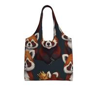 WZYCWB Canvas-Tasche mit Cartoon-Motiv und rotem Panda, bedruckte einzelne Schultertasche, modische Alltagstasche, geeignet für den täglichen Gebrauch auf Reisen und zum Einkaufen
