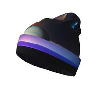 WZYCWB Cosmic Saturn Print Brimless Knit Hat, Versatile and Comfortable for Daily Commutes and Travel Black
