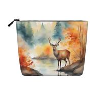 WZYCWB Deer by the River Gemusterte Kosmetiktasche, Reise-Kosmetiktasche, multifunktionale Aufbewahrungstasche, Aufbewahrung für den täglichen Bedarf