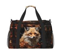 WZYCWB Giraffe Mutter und Kind Bedruckte Fitness Reisetasche Perfekt für Yoga-Training, Kurztrips und Schwimmausrüstung., Fuchs und Blumen, Einheitsgröße