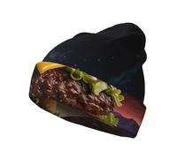 WZYCWB Hamburger Dream Core Print Brimless Knit Hat, Versatile and Comfortable for Daily Commutes and Travel Black