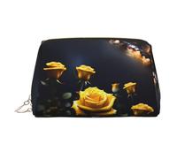 WZYCWB Kosmetiktasche aus Leder mit Alpaka-Avatar-Muster, perfekt für Handgepäck oder Organisation zu Hause, Schöne gelbe Rosen, Einheitsgröße