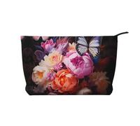 WZYCWB Kulturbeutel mit Blumenmuster für Mädchen und Mädchen, unverzichtbar für die Organisation von Kosmetika und Hautpflegeprodukten., Schmetterlinge und frischer Busch, Einheitsgröße