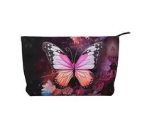 WZYCWB Kulturbeutel mit Blumenmuster für Mädchen und Mädchen, unverzichtbar für die Organisation von Kosmetika und Hautpflegeprodukten., Schmetterlinge und Blumen, Einheitsgröße