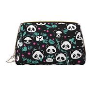 WZYCWB Reise-Kosmetiktasche aus Leder, Panda, niedliches Gesicht, tragbare Kosmetiktasche, große Kapazität, Kosmetik-Aufbewahrungstasche mit Taschen, Weiß, Einheitsgröße