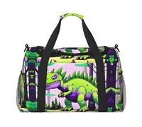 WZYCWB Reisetasche mit Katze und Schmetterling, Wochenendtasche, Fitness-Yoga-Tasche, geeignet für Fitness und andere Szenarien, Dinosaurier (Grün), Einheitsgröße