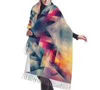 WZYCWB Schal mit abstraktem fraktalem Farbverlauf, bedruckt, lange Quaste, warmer Herbst-/Winter-Schal, perfektes Geburtstags- und Urlaubsgeschenk