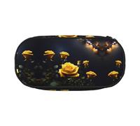 WZYCWB Schöne gelbe Rosen Große Kapazität Federmäppchen - Multifunktionale Aufbewahrungsbox, tragbare und langlebige Bleistifttasche für Büro- und Schulbedarf, Schwarz , Einheitsgröße, Kosmetikkoffer