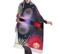 WZYCWB Splendid Feuerwerk bedruckter langer Quastenschal - warmer Herbst-/Winter-Schal, perfektes Geburtstags- und Urlaubsgeschenk