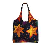 WZYCWB Star Cartoon Feuerwerk bedruckte einschulterige Segeltuchtasche, modische Alltagstasche aus Segeltuch, geeignet für den täglichen Gebrauch auf Reisen und zum Einkaufen