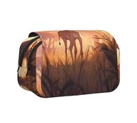 WZYCWB Tragbares Federmäppchen mit afrikanischer Savanne, Giraffe, Kalb, ideal für die Organisation von Stiften im Büro oder zur Aufbewahrung von Make-up-Pinseln