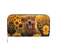 WZYCWB Weiße Schwäne, Leder-Clutch, Reißverschluss-Geldbörsen und Kartenhalter sind perfekt für Reisen oder den täglichen Gebrauch, Sonnenblumenpudel, Einheitsgröße