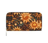 WZYCWB Weiße Schwäne, Leder-Clutch, Reißverschluss-Geldbörsen und Kartenhalter sind perfekt für Reisen oder den täglichen Gebrauch, Sonnenblumen-Linien, Einheitsgröße