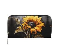 WZYCWB Weiße Schwäne, Leder-Clutch, Reißverschluss-Geldbörsen und Kartenhalter sind perfekt für Reisen oder den täglichen Gebrauch, Sonnenblumen-Illustration, Einheitsgröße