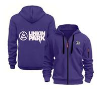 WZYRZ Herren-Kapuzenpullover mit Aufdruck für Linkin Park, Bequeme Jacken, Durchgehender Reißverschluss, für das Fitnessstudio, Kapuzenpullover, langärmelige Oberteile,A-m