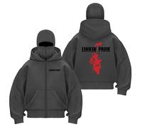 WZYRZ Warme, winddichte Kapuzenjacke für Herren für Linkin Park,Outdoor-Laufoberteile,Hoodie mit Reißverschluss,Langarm,Doppelkapuze,maskiertes,winddichtes Winterjacken-Sweatshirt,A-s